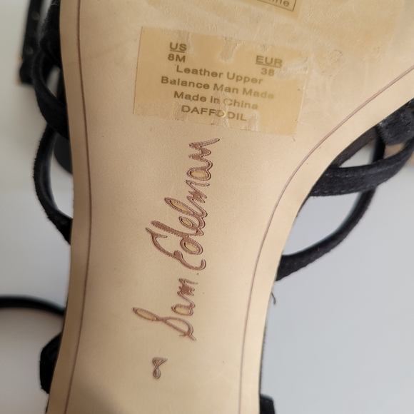 New SAM EDELMAN Daffodil Suede Leather Black Ankle Strap Heels - Picture 13 of 14